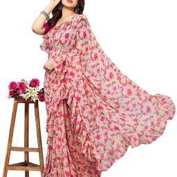 ROOP SUNDARI SAREES Floral Printed Pure Georgette Saree-image-63