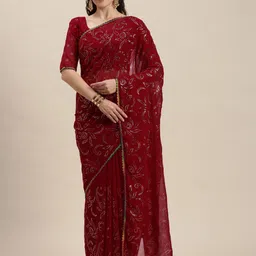 Amrutam Fab Floral Embellished Beads and Stones Saree-picture-49