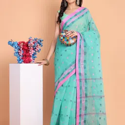 TANTLOOM Woven Design Pure Cotton Taant Saree-picture-35