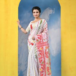 DESH BIDESH Woven Design Dhakai Jamdani Saree-image-81