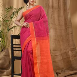 DESH BIDESH Embellished Sequinned Taant Saree-picture-24
