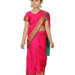 Aarika Pink & Green Zari Art Silk Kanjeevaram Saree-image-47