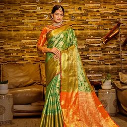 JUST FASHION Paisley Woven Design Zari Detail Kanjeevaram Saree-picture-15