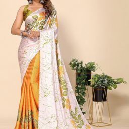 HARPITA Floral Printed Crepe Silk Half and Half Tussar Saree-52