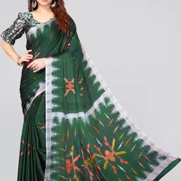 MIRCHI FASHION Green & Yellow Ikat Saree-24