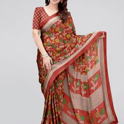 MIRCHI FASHION Red & Green Floral Printed Saree-picture-12