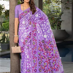 Mitera Woven Design Pure Cotton Jamdani Saree-image-29