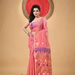 DESH BIDESH Floral Woven Design Jamdani Saree-image-56