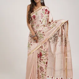TEEJH Floral Embroidered Zari Saree-23