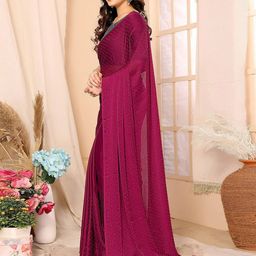 ODETTE Embellished Beads and Stones Satin Saree-30