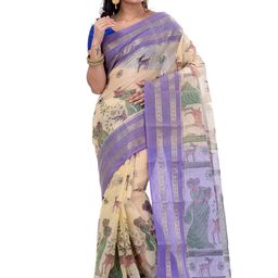 PuJoy Zari Woven Design Pure Cotton Taant Saree-image-63