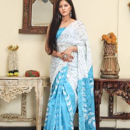 TROPWEAR Pure Cotton Floral Block Print Saree-picture-24