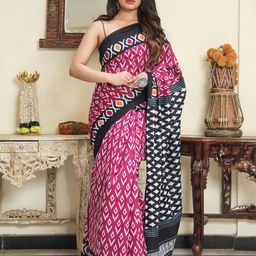 TROPWEAR Ethnic Motifs Printed Cotton Mulmul Saree-45