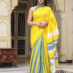 TROPWEAR Geometric Printed Pure Cotton Saree-11