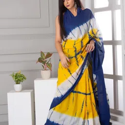 JALTHER Tie and Dye Dyed Printed Pure Cotton Block Print Saree-2