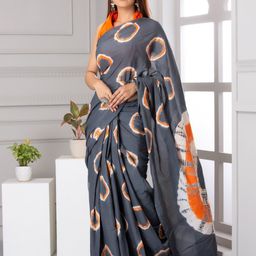 JALTHER Geometric Printed Pure Cotton Block Print Saree-4