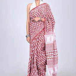 ShivanyaHandicrafts Mulmul Cotton Block Print Saree-image-51