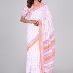 ShivanyaHandicrafts Mulmul Cotton Block Print Saree-image-72