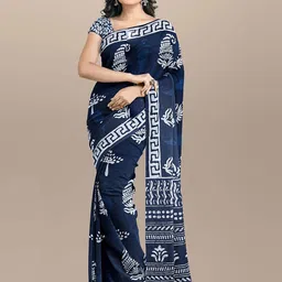 JAIPURI BLOCK PRINT Paisley Printed Pure Cotton Block Print Saree-13