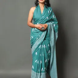 JAIPURI PRINT Ethnic Motifs Pure Cotton Block Print Saree-11