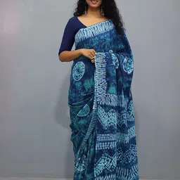 JAIPURI PRINT Ethnic Motifs Pure Cotton Block Print Saree-13