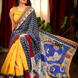 ARPITA FASHION Woven Design Block Print Saree-18