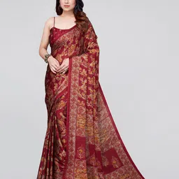 KALINI Women Red & Yellow Floral Saree-54