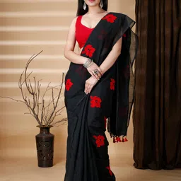 Ruuprekha Floral Embroidered Khadi Saree-picture-11