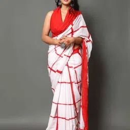 Sanganeri Print Checked Pure Cotton Bagru Saree-image-96