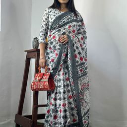 KALINI Abstract Printed Pure Cotton Bagh Saree-image-33