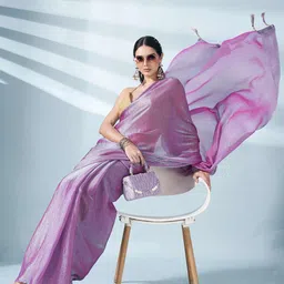 Tikhi Imli Two Tone Poly Chiffon Saree-image-41
