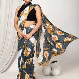 JAIPURI BLOCK PRINT Tie and Dye Pure Cotton Bagru Saree image 2