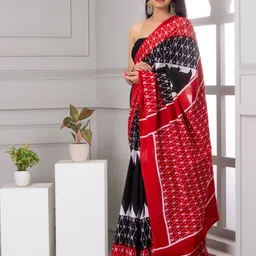 TROPWEAR Geometric Pure Cotton  Jaipuri Mulmul  Block Print Saree image 2