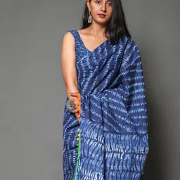 NIKHILAM Leheriya Printed Gotta Patti Mulmul Cotton Block Print Saree image 3