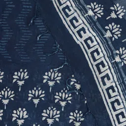 TEEJH Dabu Zari Linen Blend Block Print Saree image 5