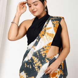 JAIPURI BLOCK PRINT Tie and Dye Pure Cotton Bagru Saree image 5