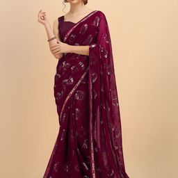 Sangria Women Burgundy Sarees-image-81