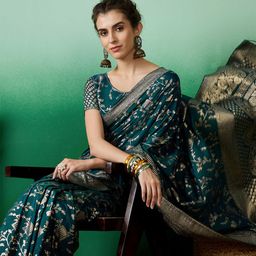 Sangria Ethnic Motif Zari Woven Kanjeevaram Saree-47