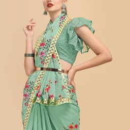 Sangria Women Sea Green Sarees-image-60