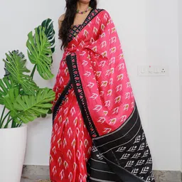 Saree mall Ethnic Motifs Pure Cotton Ikat Ready to Wear Saree-49