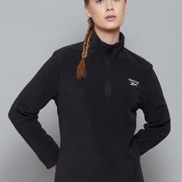 Reebok Women Black Outerwear Fleece Quarter-Zip Jacket-picture-45