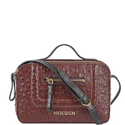 Hidesign Brown Geometric EE ASPEN Embossed Leather Satchel-44