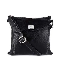 HiLEDER Women Black Leather Structured Satchel Bag-image-7