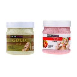 FEELHIGH Set of Gold & Fruit Organic Face & Body Scrub - 500 ml each-34