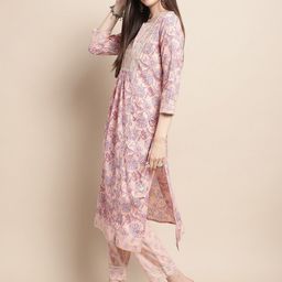 Sangria Printed & Embroidered Pure Cotton A-Line Kurta With Trouser & Dupatta image 5