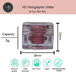 Veoni BELLE Holographic Set Of 2 HD Glitter Eyeshadow-5g Each-Sea Green 12-Dark Pink 04 image 3