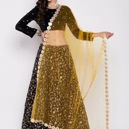 Clora Creation Polka Dots Mirror Work Embroidered Dupatta-15