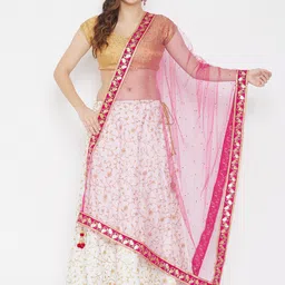 Clora Creation Magenta & Gold-Toned Ethnic Motifs Dupatta with Sequinned-90