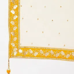 Clora Creation Mustard & Gold-Toned Ethnic Motifs Dupatta with Sequinned image 3