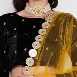 Clora Creation Polka Dots Mirror Work Embroidered Dupatta image 2